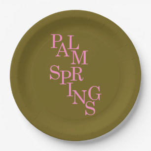 Palm Springs Olive And Pink Vintage Paper Plate