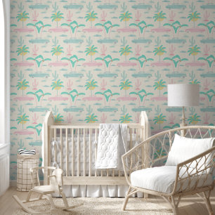 Palm Springs Pastel Design – Vintage Cars & Palms  Wallpaper