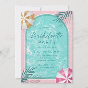 Palm Springs Pool Party Bachelorette Pink Invitation