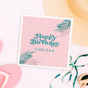 Palm Springs Pool Party Pink Adult Birthday Napkin