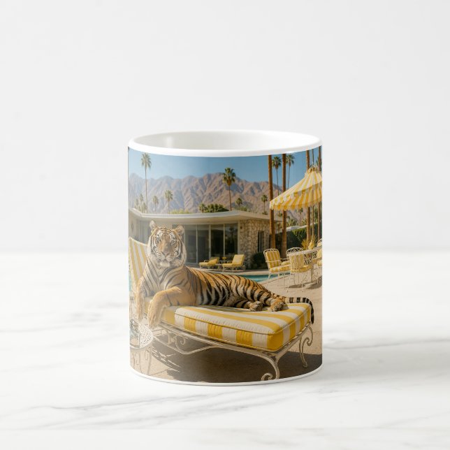 Palm Springs Poolside Tiger Coffee Mug (Center)