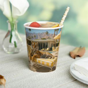 Palm Springs Poolside Tiger Paper Cups