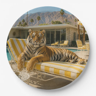 Palm Springs Poolside Tiger Paper Plate