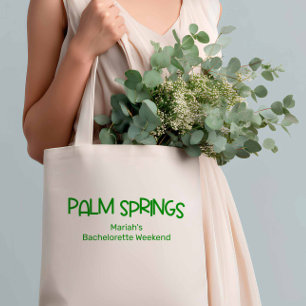 Palm Springs Retro Minimalist Green Bachelorette Tote Bag