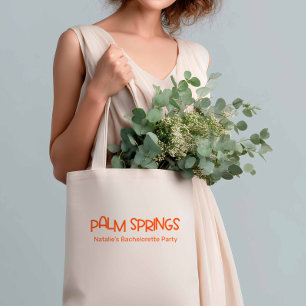 Palm Springs Retro Minimalist Orange Bachelorette Tote Bag