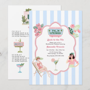 Palm Springs Retro Summer Bachelorette Weekend Invitation