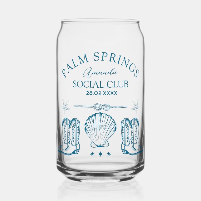 Palm Springs Social Club | Bachelorette Can Glass (Front)