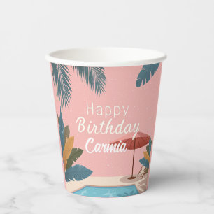 Palm Springs Summer Adult Birthday Party Pink Paper Cups