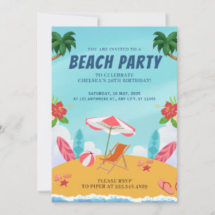 Palm Springs Summer Beach Birthday Party Invitation