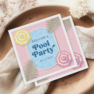 Palm Springs Summer Pool Party Pink Birthday Napkin