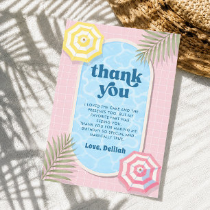 Palm Springs Summer Pool Party Pink Birthday Thank You Card
