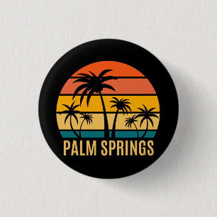 Palm Springs Sunset And Palm Trees Beach  3 Cm Round Badge