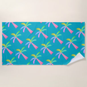 Palm Springs Turquoise Colorful Palm Trees Beach Towel