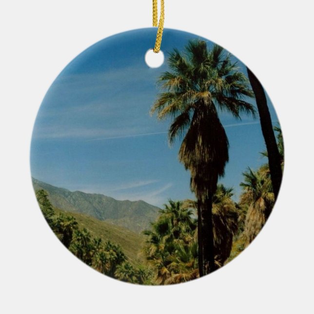 Palm Springs View Ceramic Tree Decoration (Front)
