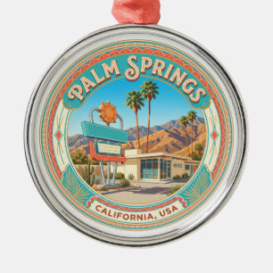 Palm Springs Vintage Motor Court Sign California Metal Tree Decoration