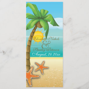 Palm & starfish beach wedding ceremony program programme