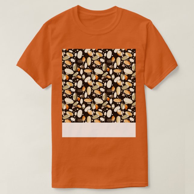 Palm Stones Seamless Pattern Beach Pebble Gemstone T-Shirt (Design Front)