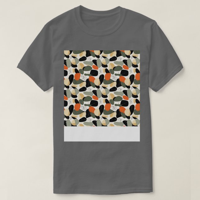 Palm Stones Seamless Pattern Beach Pebble Gemstone T-Shirt (Design Front)