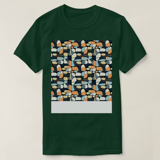 Palm Stones Seamless Pattern Beach Pebble Gemstone T-Shirt (Design Front)