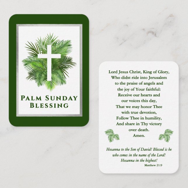 Palm Sunday Blessing Holy Week Prayer Card (Front/Back)