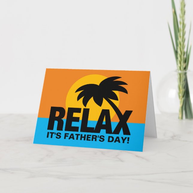 Palm sunset Fathers day card for dad or stepfather (Front)