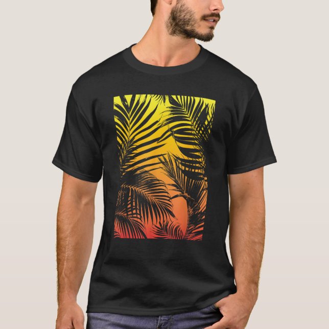 Palm Tree 7 Cool Tropical Beach Palm Leaves Summer T-Shirt (Front)