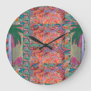 Palm Tree Abstract Large Clock
