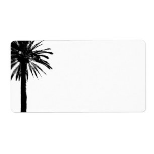 Palm tree address labels for beach weddings