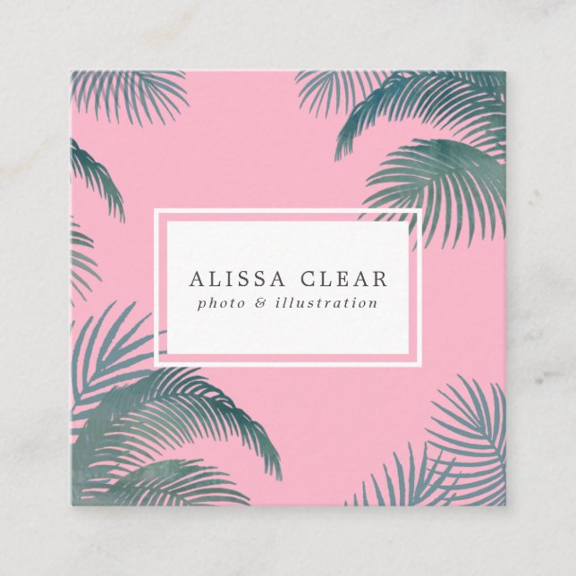 Palm Tree Adorned Boho-Chic Business Card (Front)