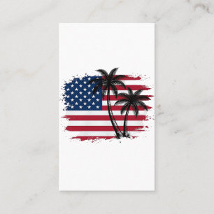 Palm Tree American Flag Patriotic Beach Vector Art Business Card
