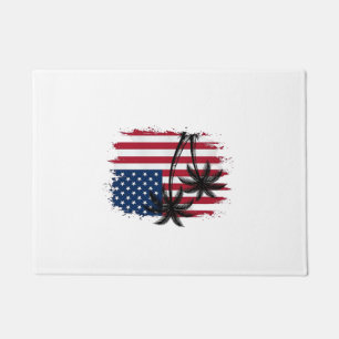 Palm Tree American Flag Patriotic Beach Vector Art Doormat