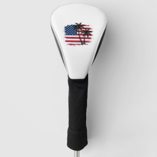 Palm Tree American Flag Patriotic Beach Vector Art Golf Head Cover