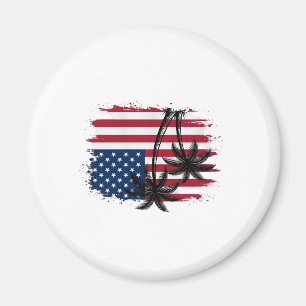 Palm Tree American Flag Patriotic Beach Vector Art Magnet