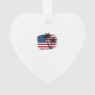 Palm Tree American Flag Patriotic Beach Vector Art Ornament
