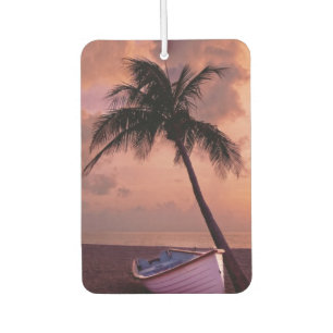 Palm Tree and Boat Beach Sunset Car Air Freshener