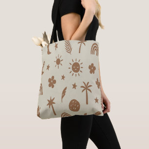 Palm Tree and Moon Boho Tote Bag