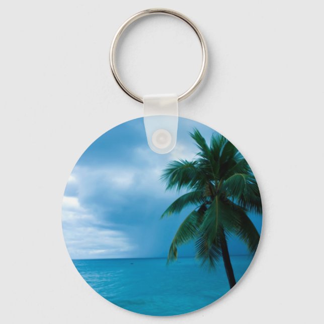 palm tree and ocean key ring (Front)
