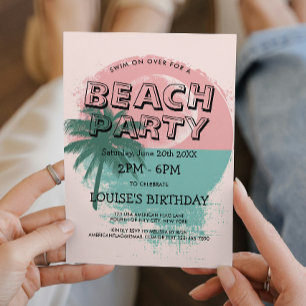 Palm Tree and Sunset Beach Party Invitation