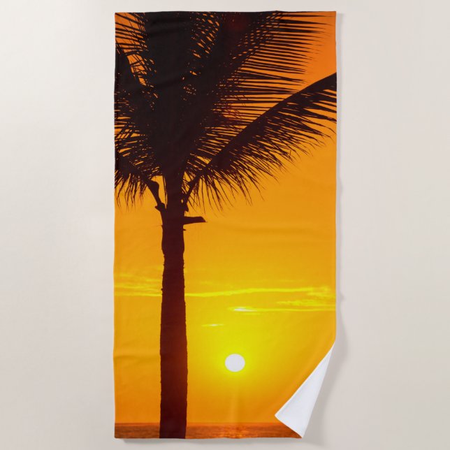 Palm Tree and Sunset Beach Towel (Front)