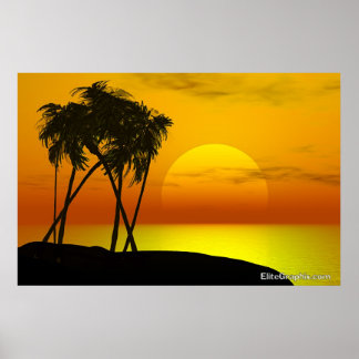 Palm Tree and Sunset Poster