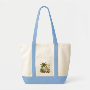 Palm tree and the beach tote bag