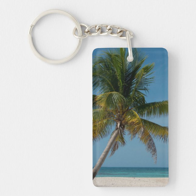 Palm tree and white sand beach  2 key ring (Front)