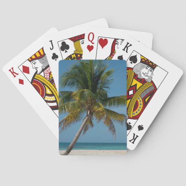 Palm tree and white sand beach  2 playing cards (Back)