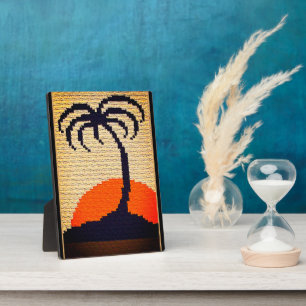 Palm Tree Artisan Crochet Print Free Standing Plaque