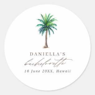 Palm Tree Bachelorette Party Favour Classic Round Sticker