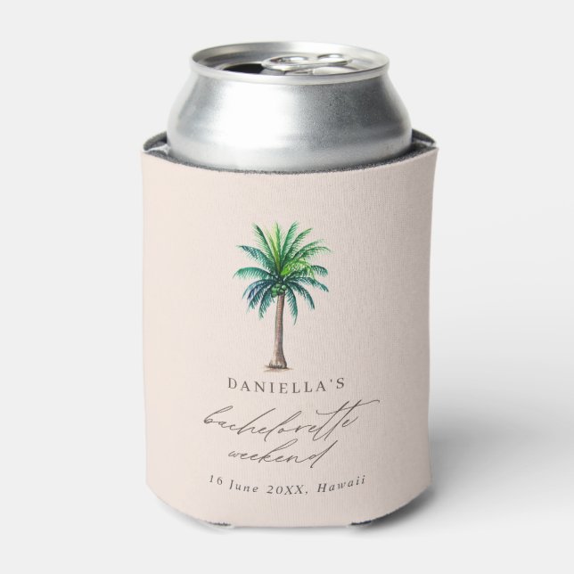 Palm Tree Bachelorette Weekend  Can Cooler (Can Front)