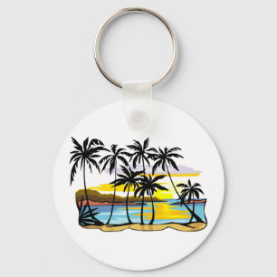 Palm Tree Background Key Ring