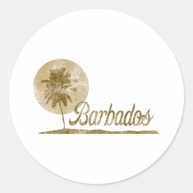 Palm Tree Barbados Classic Round Sticker (Front)