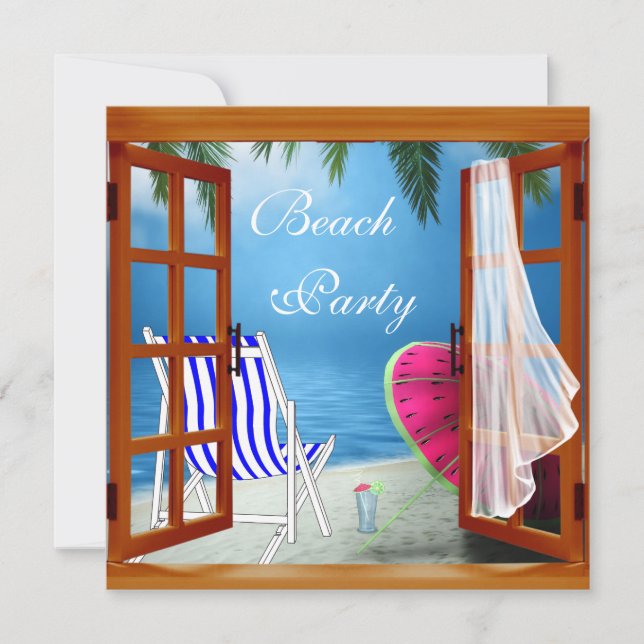 Palm Tree Beach Adult Beach Party Invitation (Front)