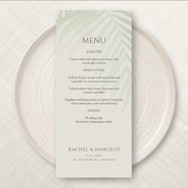 Palm Tree Beach Coastal Wedding Menu (Creator Uploaded)